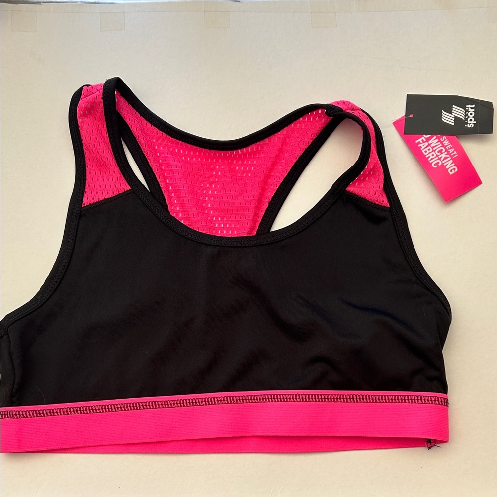 Black and Pink Sports Bra